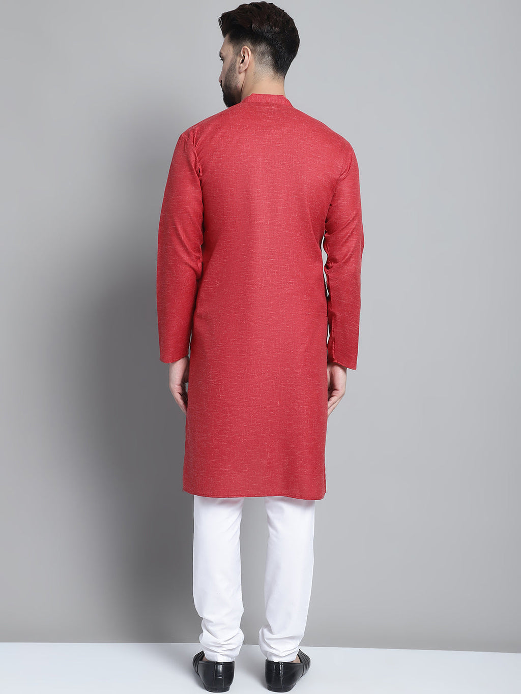 Jompers Men's Solid Pure Cotton Kurta With Pyjamas - Maroon