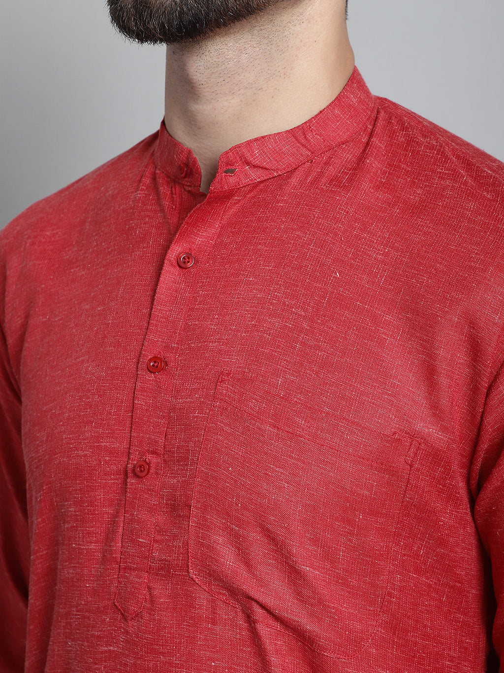 Jompers Men's Solid Pure Cotton Kurta With Pyjamas - Maroon