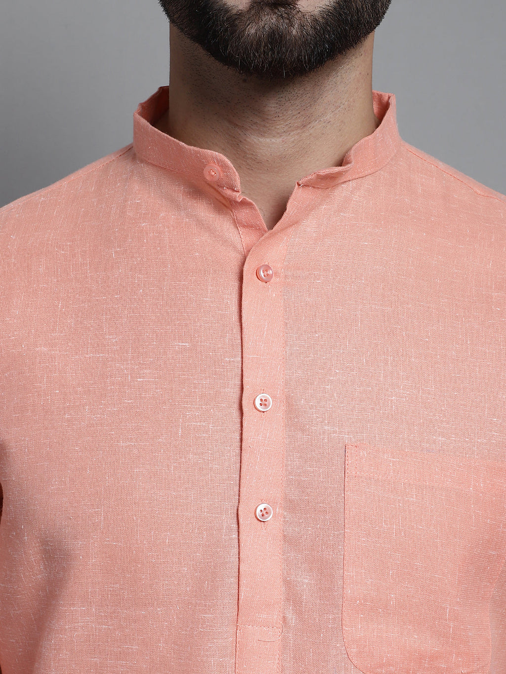 Jompers Men's Solid Pure Cotton Kurta With Pyjamas - Peach