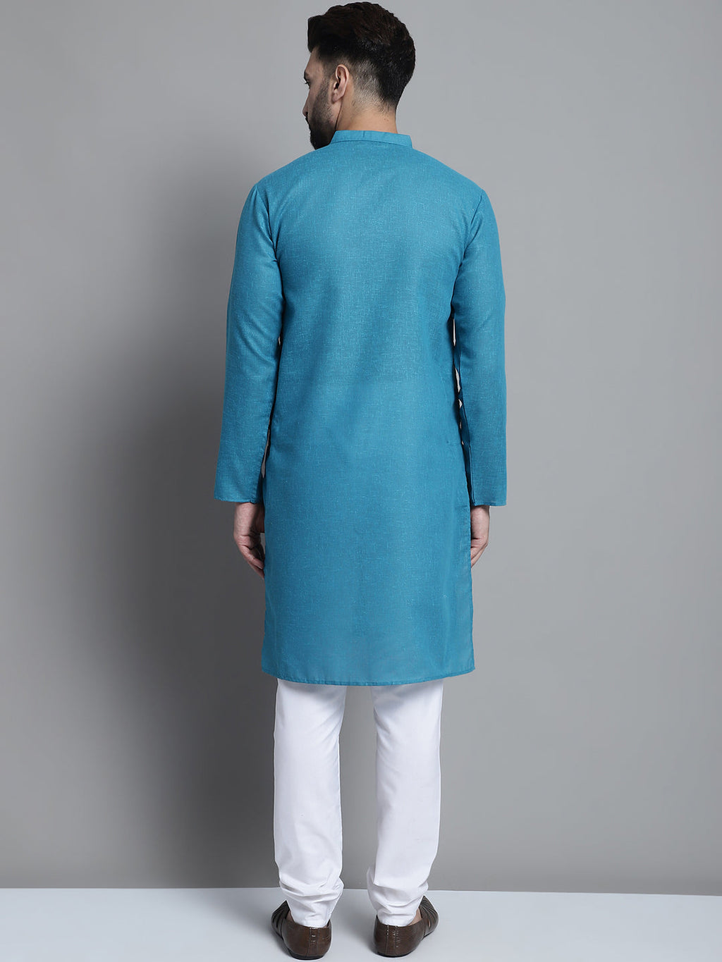 Jompers Men's Solid Pure Cotton Kurta With Pyjamas - Peacock