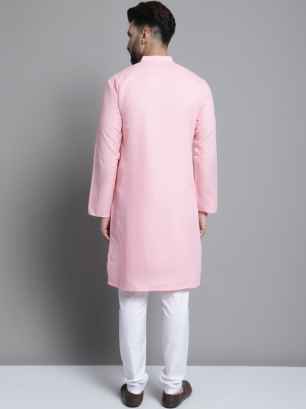 Jompers Men's Solid Pure Cotton Kurta With Pyjamas - Pink