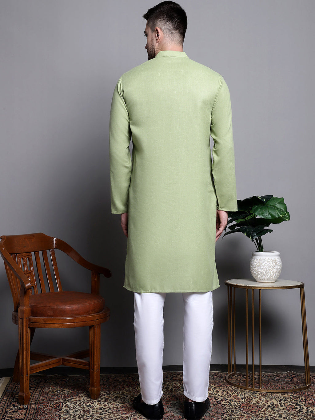 Jompers Men's Pure Cotton Kurta with Churidar - Pista