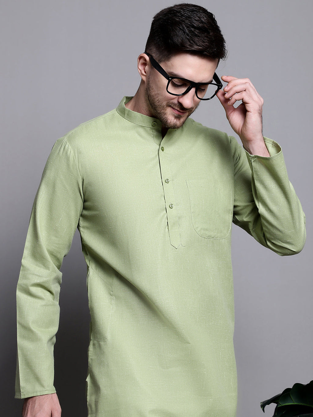 Jompers Men's Pure Cotton Kurta with Churidar - Pista