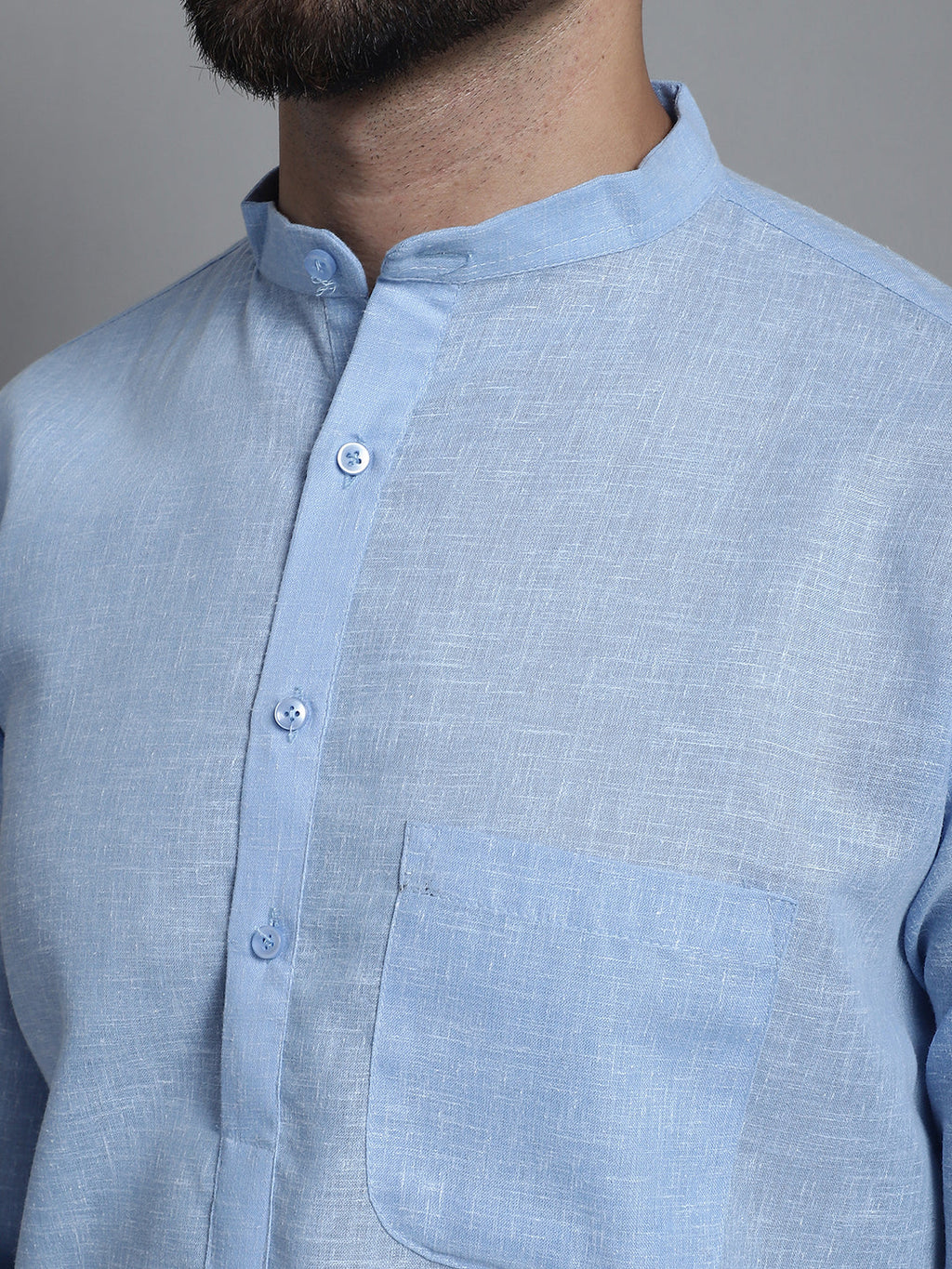 Jompers Men's Solid Pure Cotton Kurta With Pyjamas - Sky Blue
