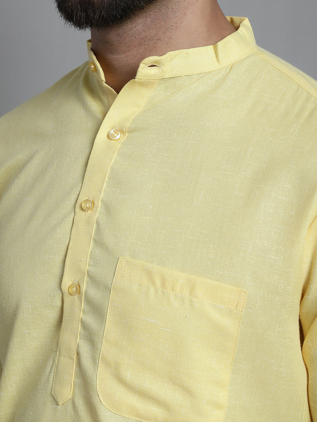 Jompers Men's Solid Pure Cotton Kurta With Pyjamas - Yellow