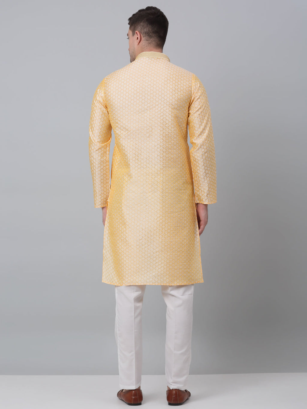 Jompers Men's Golden Collar Embroidered Kurta with Pyjama