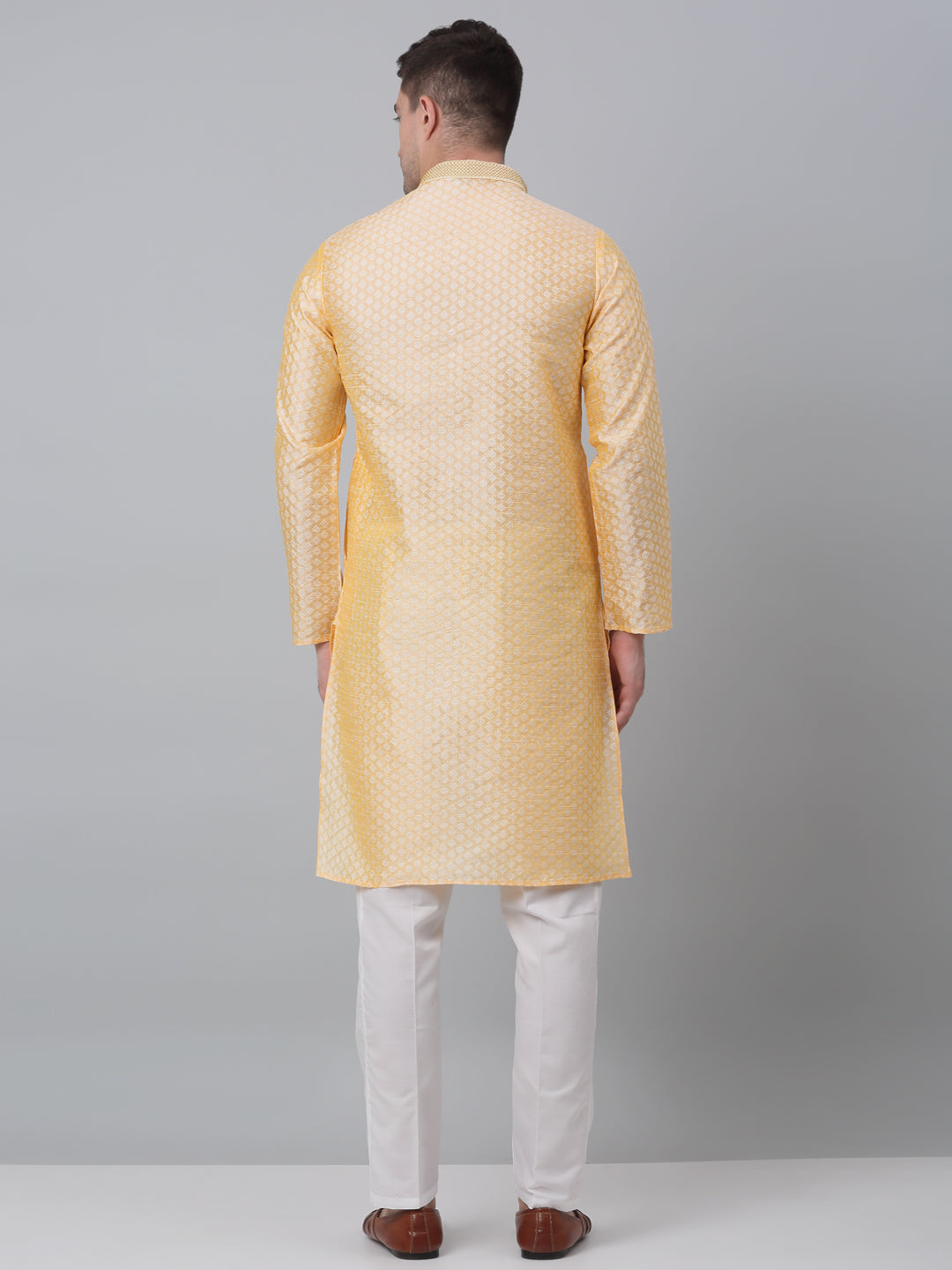 Jompers Men's Golden Collar Embroidered Kurta with Pyjama