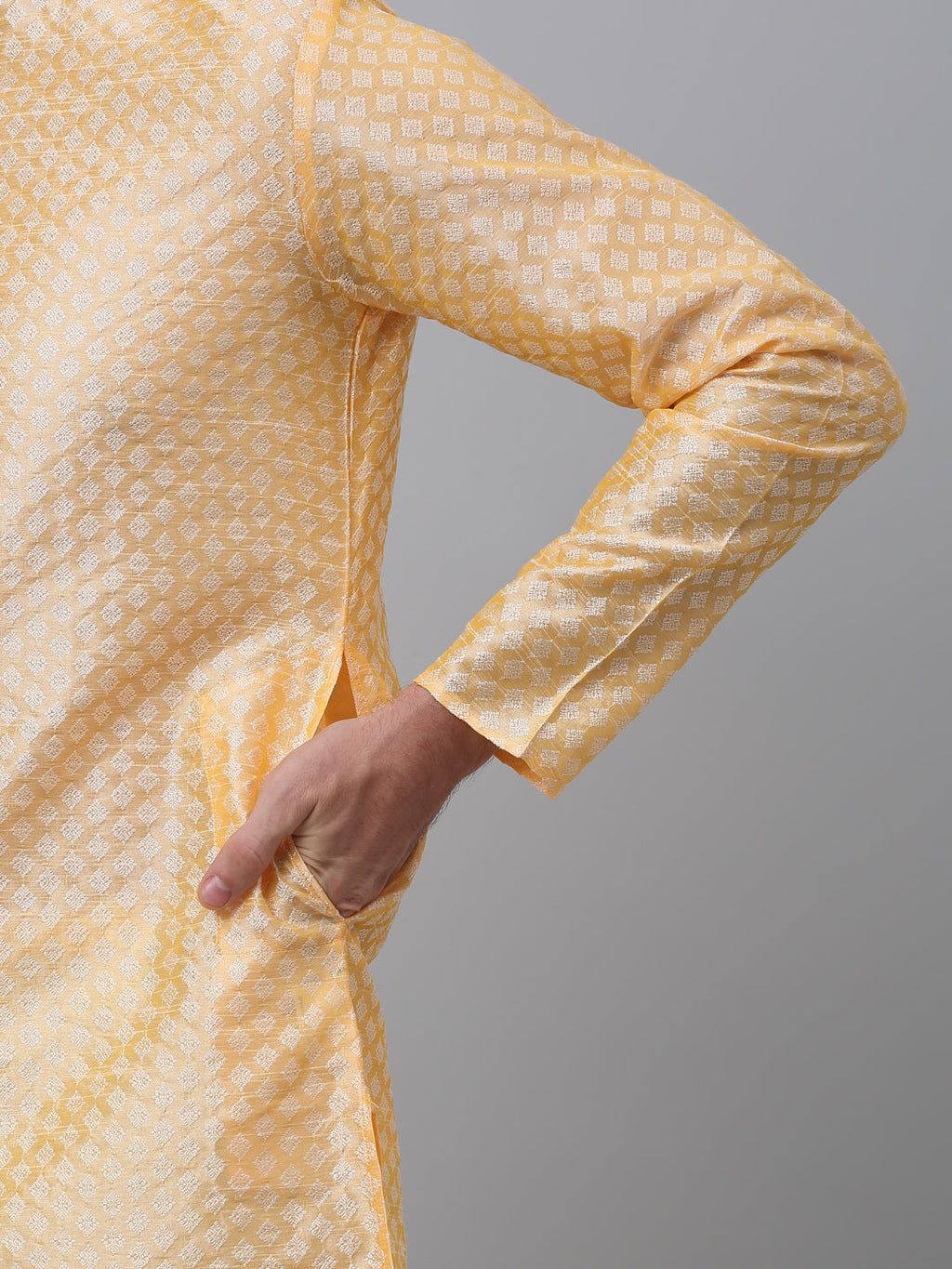 Jompers Men's Golden Collar Embroidered Kurta with Pyjama