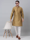 Jompers Men's Mustard Collar Embroidered Kurta with Pyjama