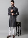 Jompers Men's Navy Blue Foil Printed Kurta with Churidar