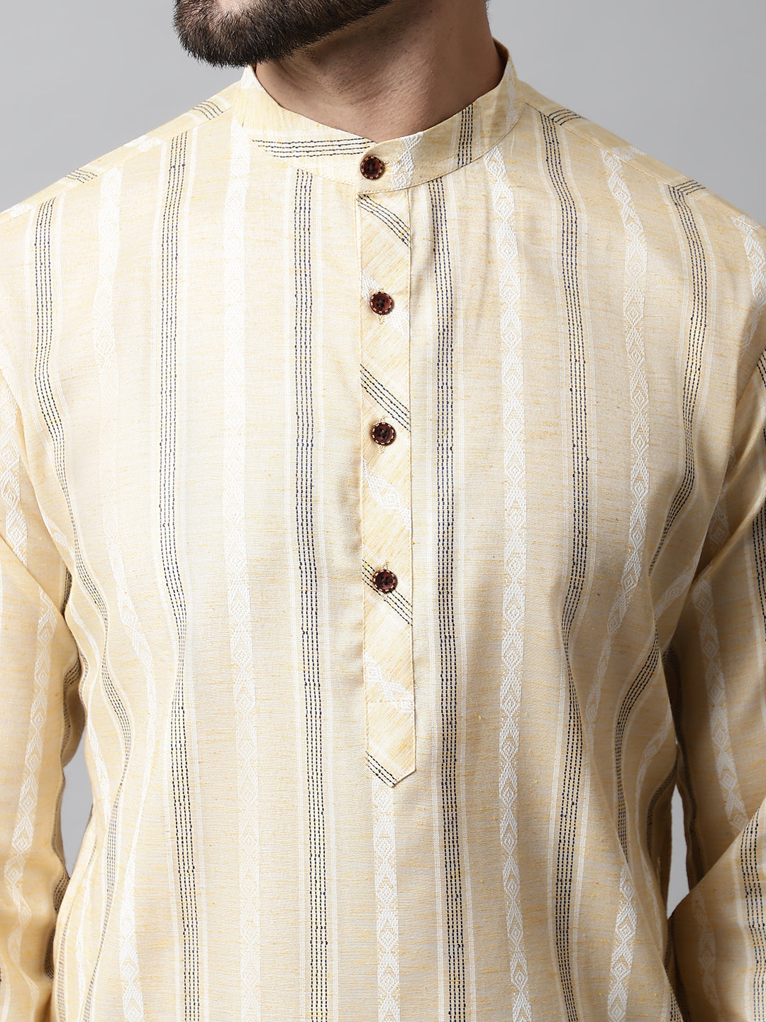 Jompers Men's Beige Geomatric Printed Kurta with Churidar