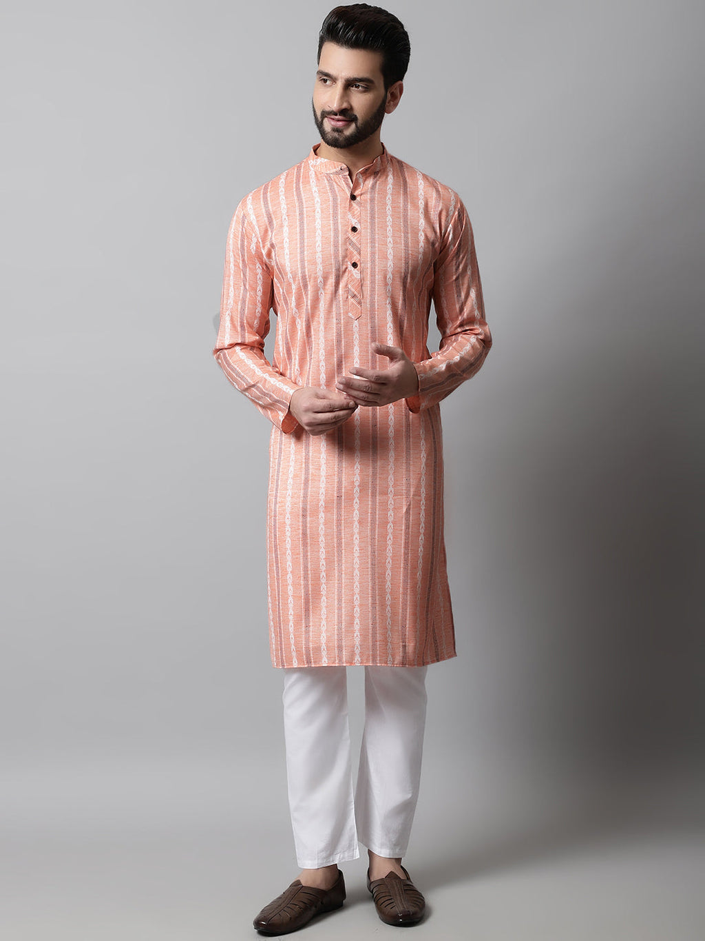 Jompers Men's Coral Geomatric Printed Kurta with Churidar