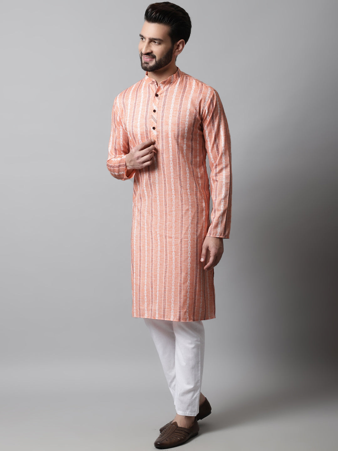 Jompers Men's Coral Geomatric Printed Kurta with Churidar
