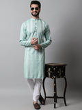 Jompers Men's Sky Blue Geomatric Printed Kurta with Churidar