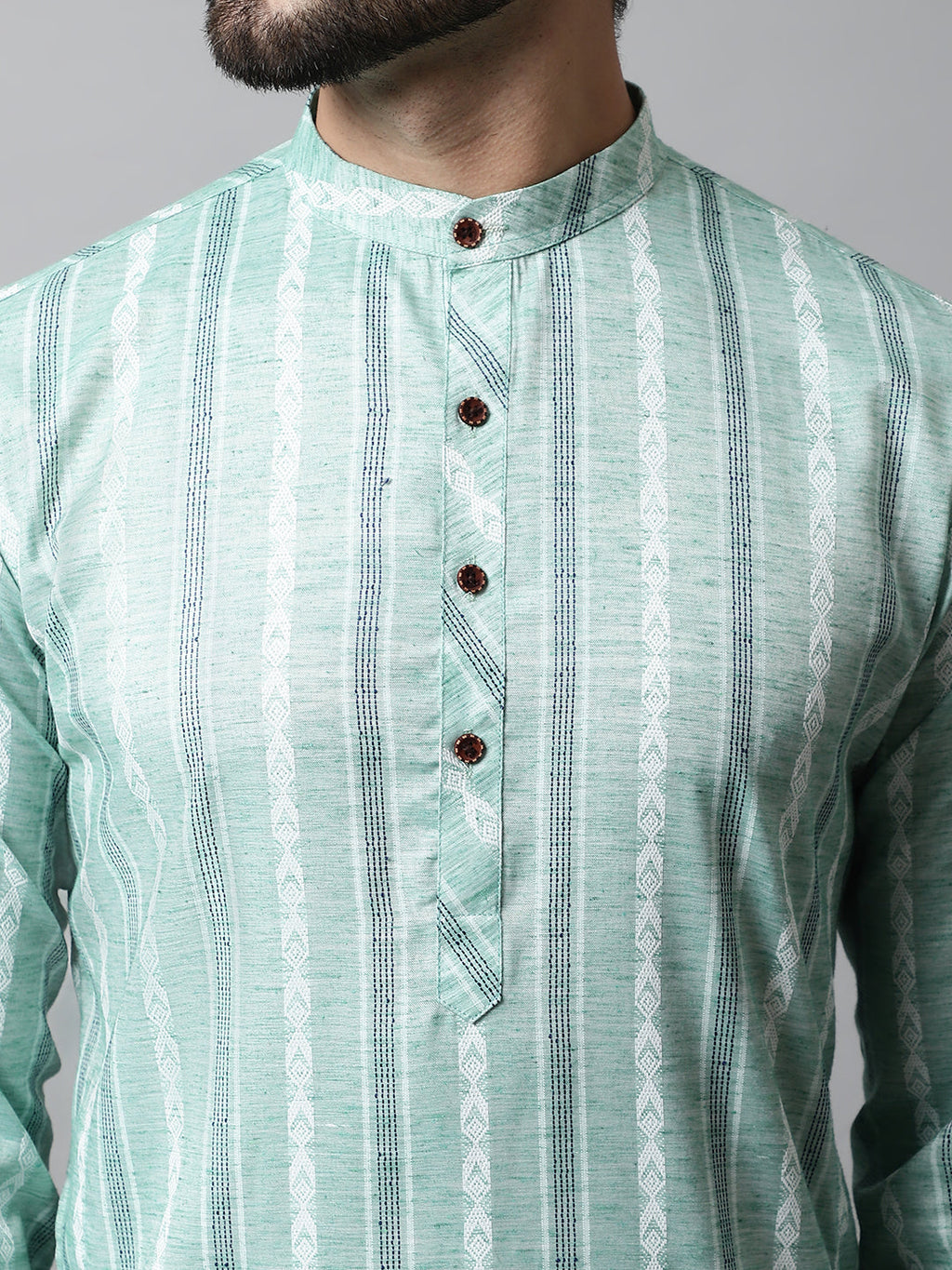Jompers Men's Sky Blue Geomatric Printed Kurta with Churidar