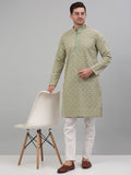 Jompers Men's Green Embroidered Kurta with Pyjama
