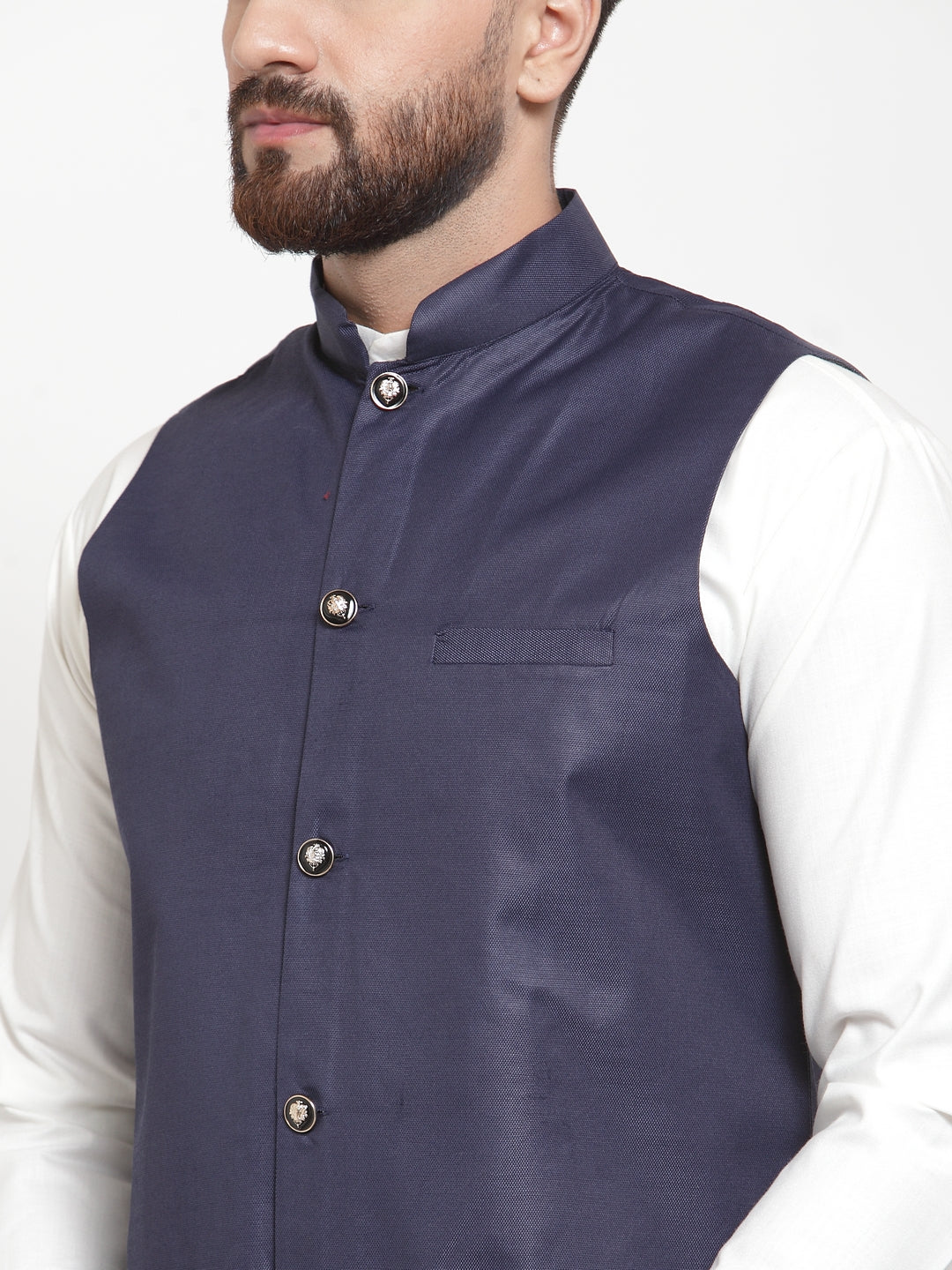 Jompers Men's Beautiful Solid Kurta Pajama with Solid Waistcoat
