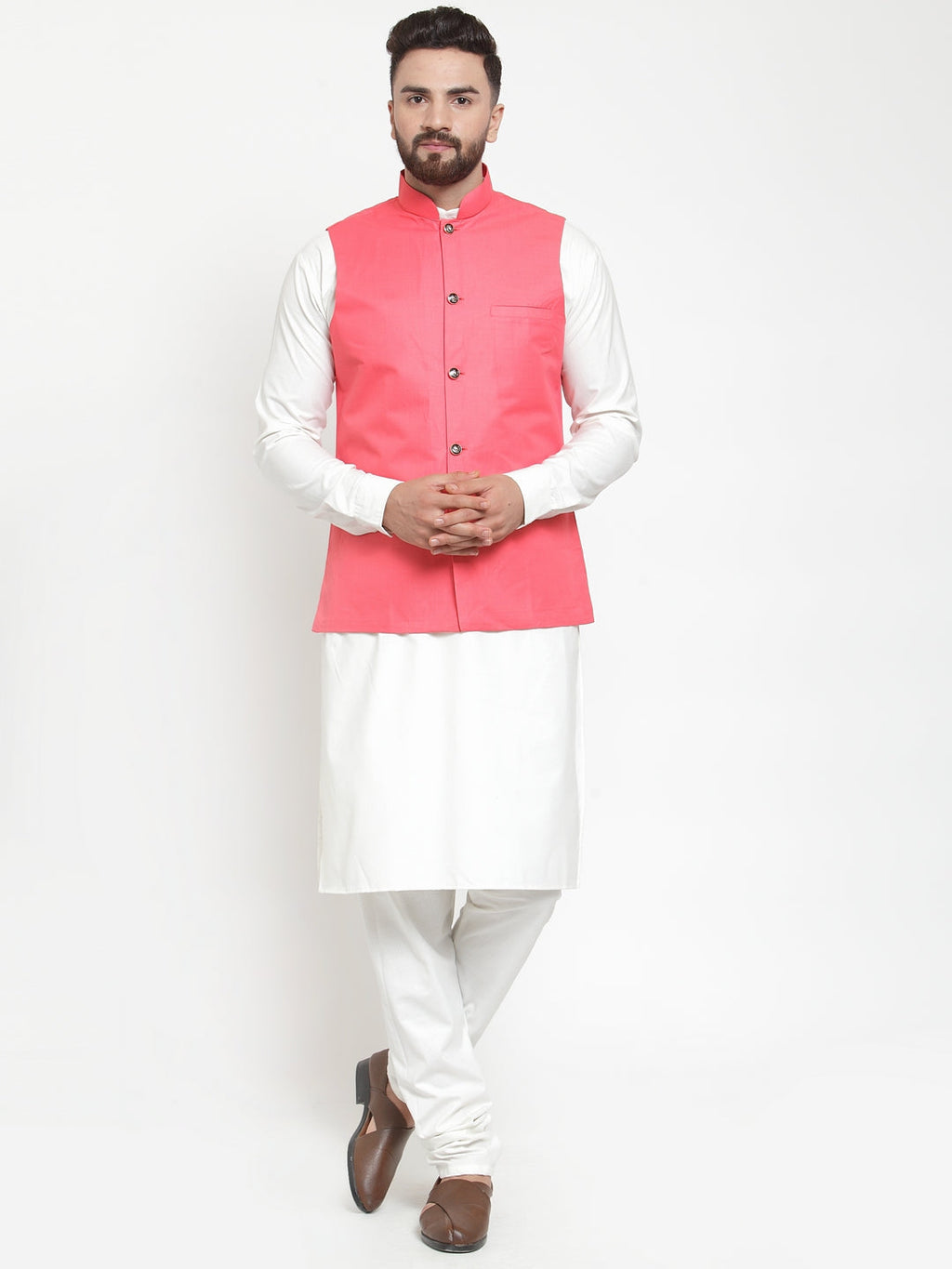 Jompers Men Beautiful Solid Kurta Pajama with Solid Waistcoat
