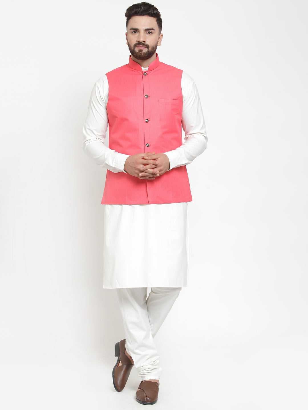 Jompers Men Beautiful Solid Kurta Pajama with Solid Waistcoat