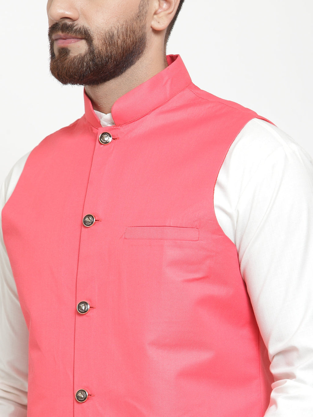Jompers Men Beautiful Solid Kurta Pajama with Solid Waistcoat
