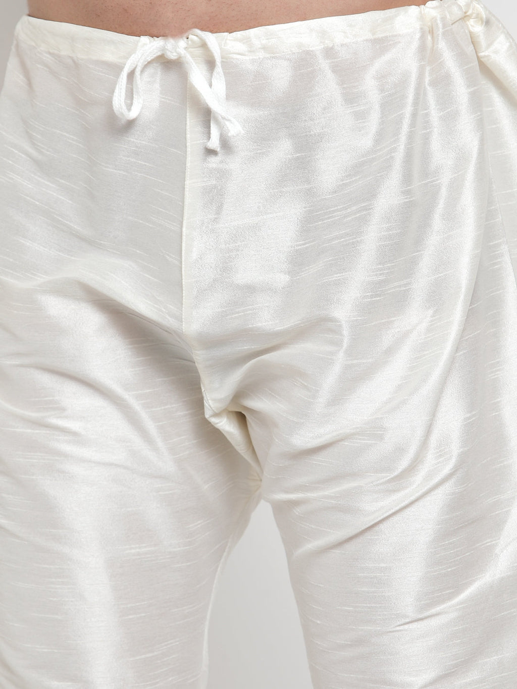 Jompers Men's Solid Dupion Kurta Pajama with Woven Jacquard Waistcoat (Gold)