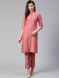 Jompers Women Pink Embroidered Solid Kurta with Trousers