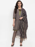 Jompers Women Grey Solid Kurta with Trousers And Dupatta