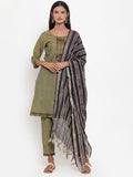 Jompers Women Mustard Solid Kurta with Trousers & Dupatta