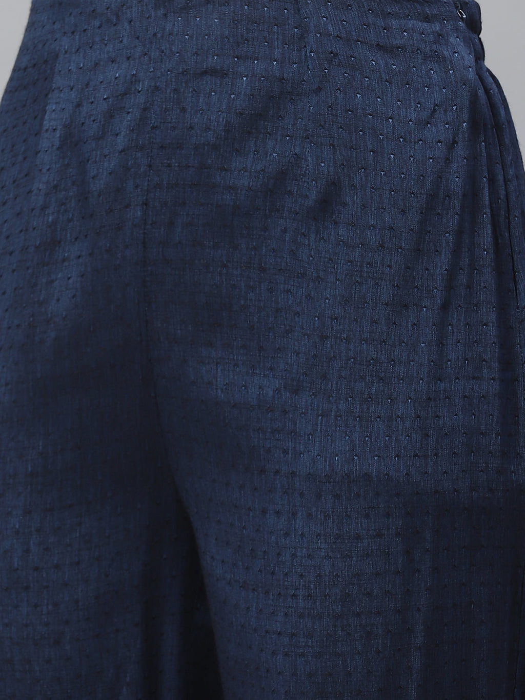 Jompers Women Navy Blue & Charcoal Grey Self Design Kurta with Trousers & Dupatta