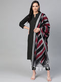 Jompers Women Black & Grey Solid Kurta with Trousers & Dupatta