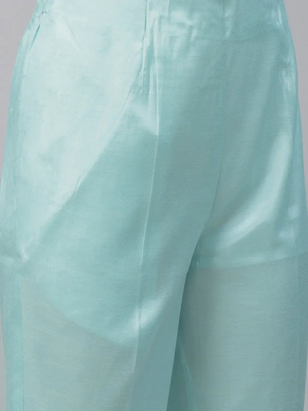 Jompers Women's Turquoise Blue Embroidered Regular Sequinned Kurta with Trousers & Dupatta
