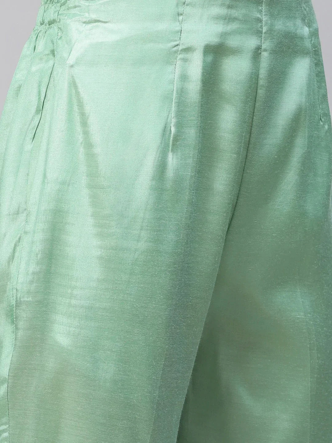 Jompers Women's Sea Green Embroidered Regular Sequinned Kurta with Trousers & Dupatta