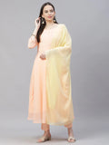 Jompers Women's Peach Embroidered Regular Sequinned Kurta with Trousers & Dupatta