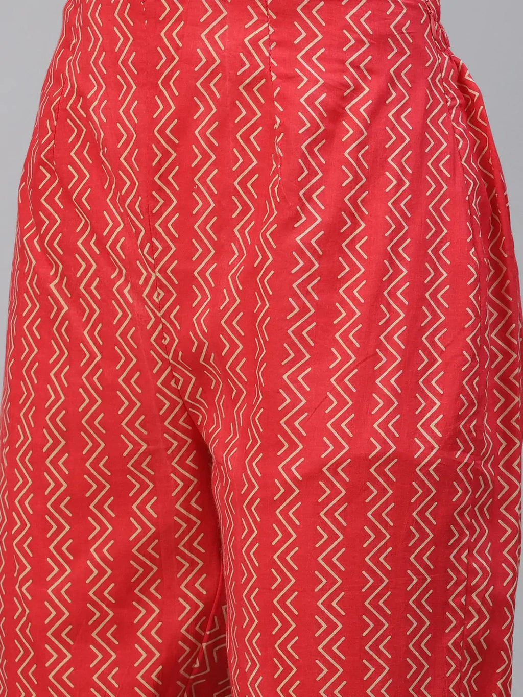 Jompers Women's Red Ethnic Motifs Printed Regular Pure Cotton Kurta with Trousers & Dupatta
