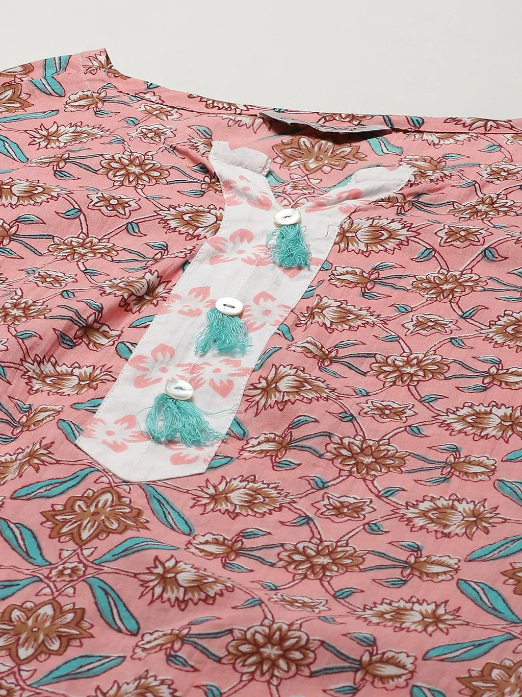 Jompers Women's Pink & White Ethnic Motifs Printed Pure Cotton Kurta with Trousers & Dupatta