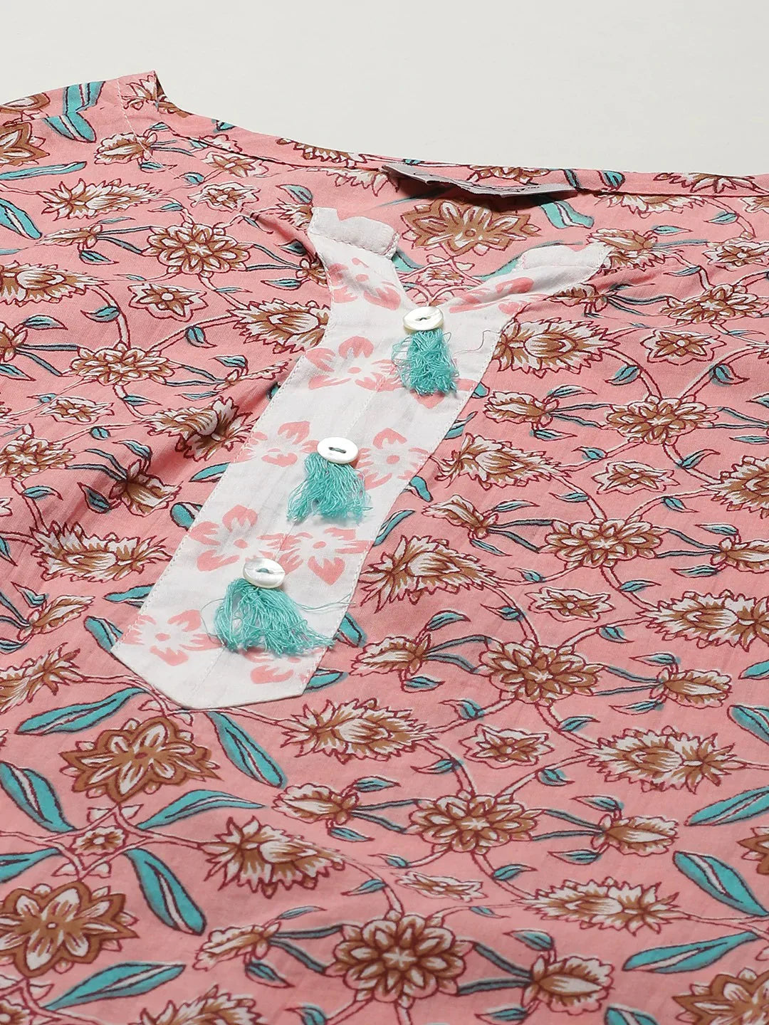 Jompers Women's Pink & White Ethnic Motifs Printed Pure Cotton Kurta with Trousers & Dupatta