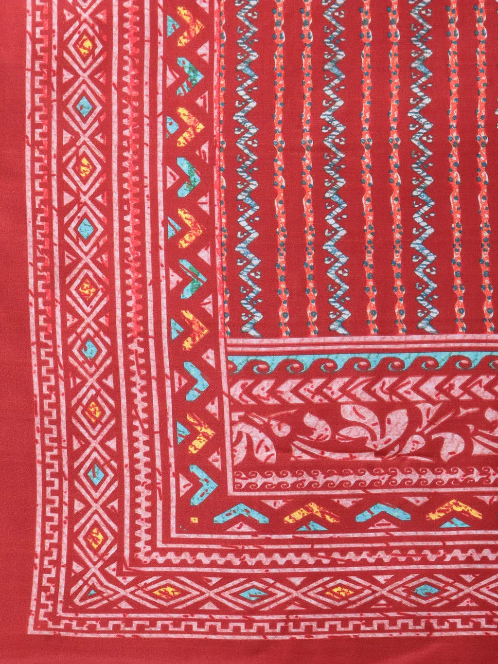 Jompers Women's Blue & Maroon Printed Regular Pure Cotton Kurta with Trousers & With Dupatta