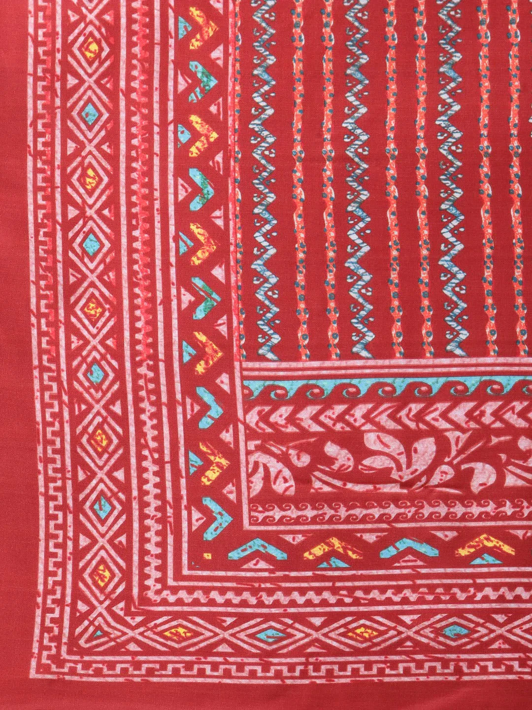 Jompers Women's Blue & Maroon Printed Regular Pure Cotton Kurta with Trousers & With Dupatta