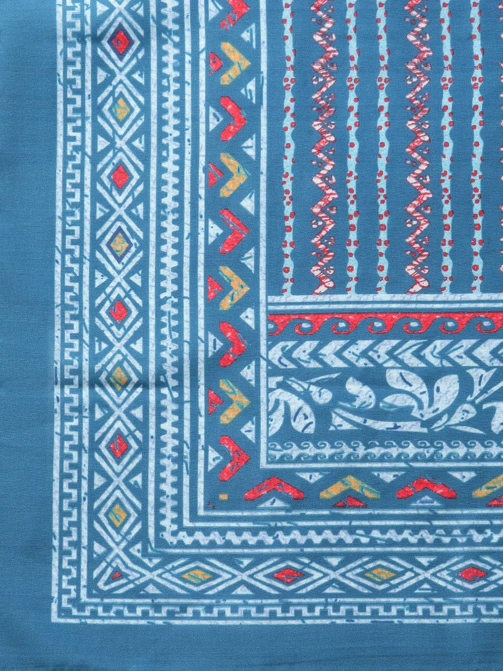Jompers Women's Maroon & Blue Printed Regular Pure Cotton Kurta with Trousers & With Dupatta