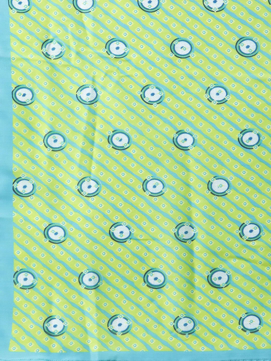 Jompers Women's Blue & Green Ethnic Motifs Printed Pure Cotton Kurta With Trousers & Dupatta