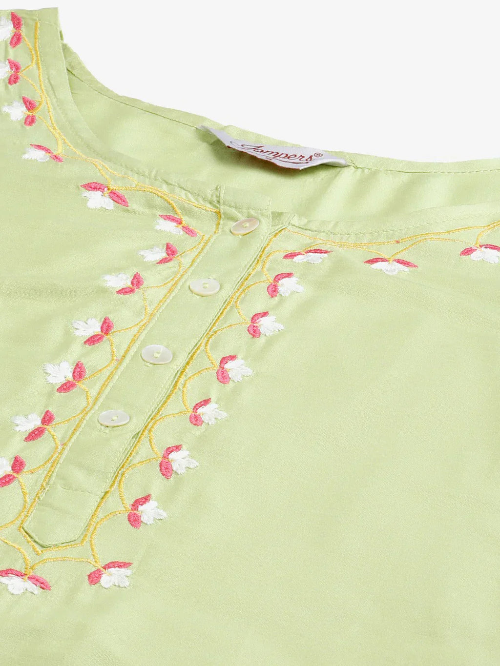 Jompers Women's Green Embroidered Regular Kurta with Trousers & With Dupatta