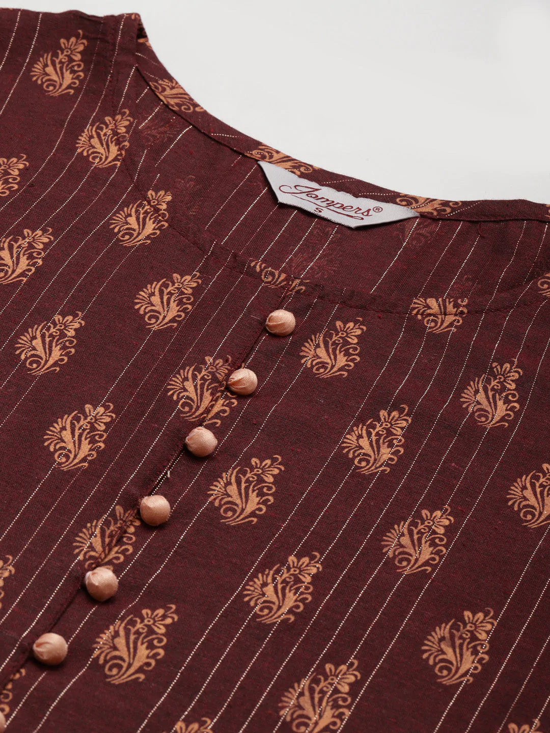 Jompers Women's Printed Kurta with Trousers & With Dupatta - Maroon