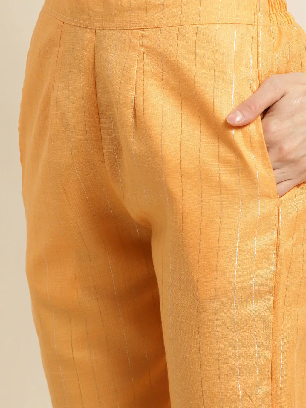 Jompers Women's Gotta Patti Kurta with Trousers & With Dupatta - Orange