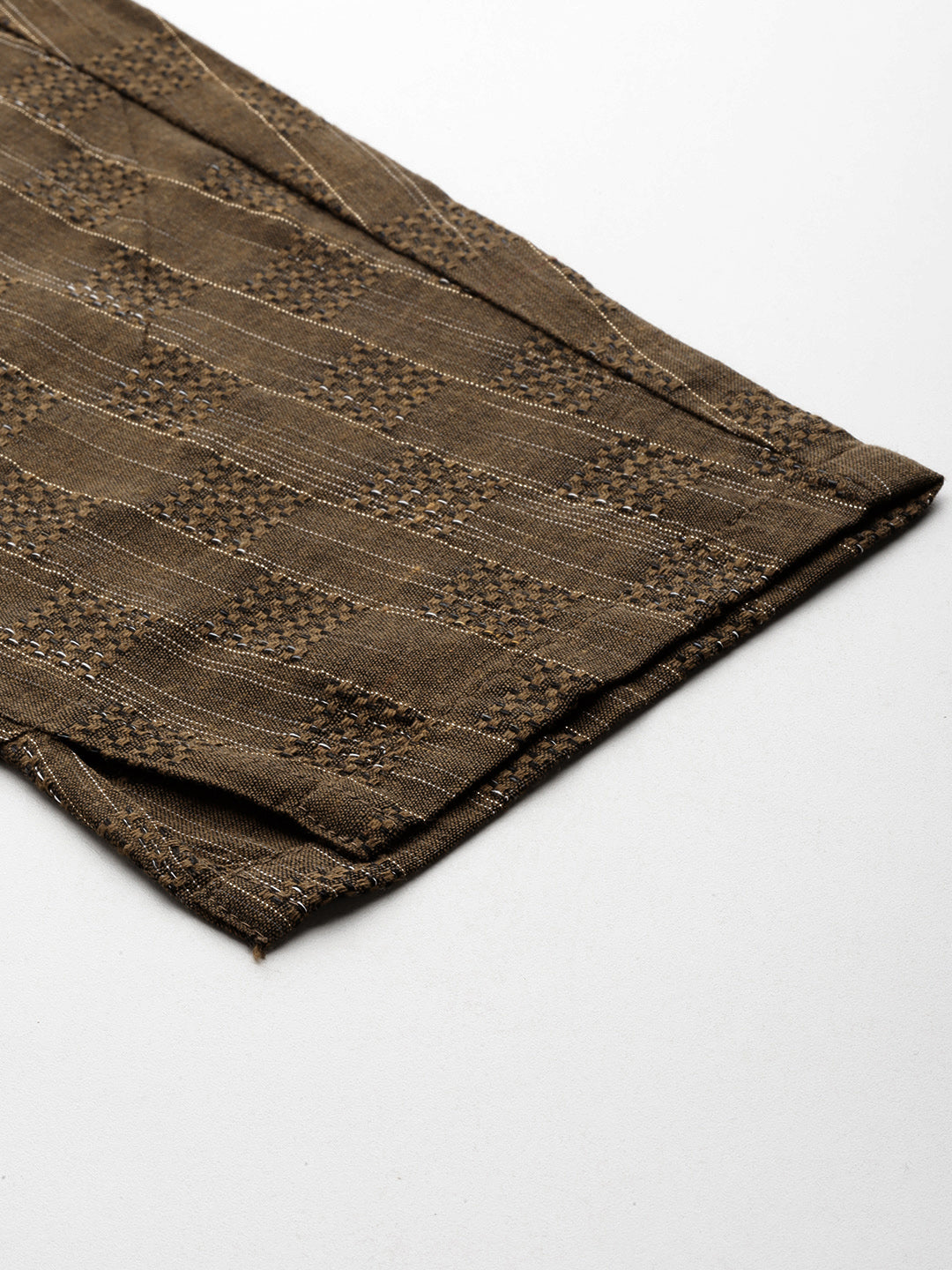 Jompers Women's Brown Embroidered Regular Kurta with Trousers & With Dupatta