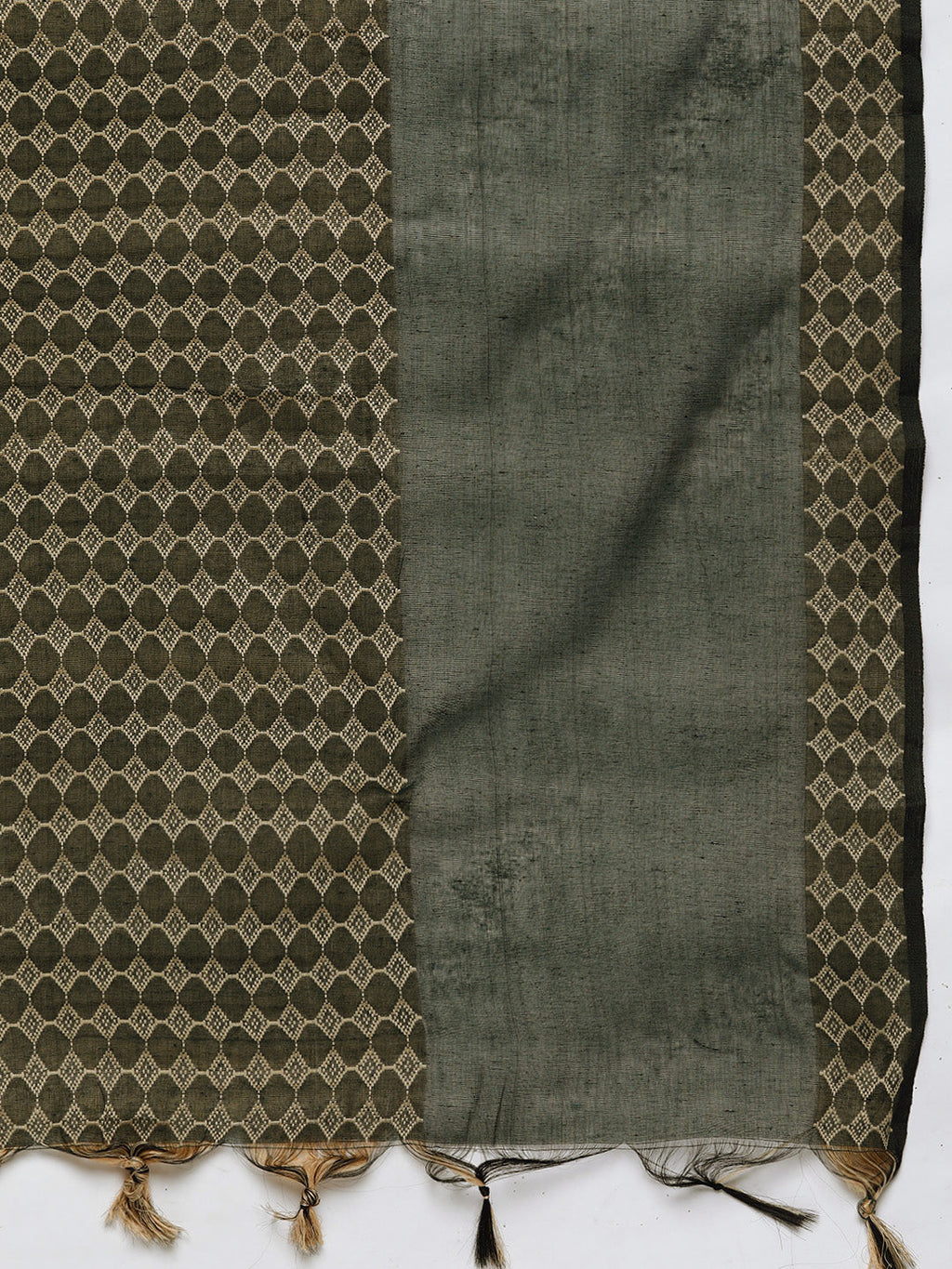 Jompers Women's Olive Green Embroidered Regular Kurta with Trousers & With Dupatta