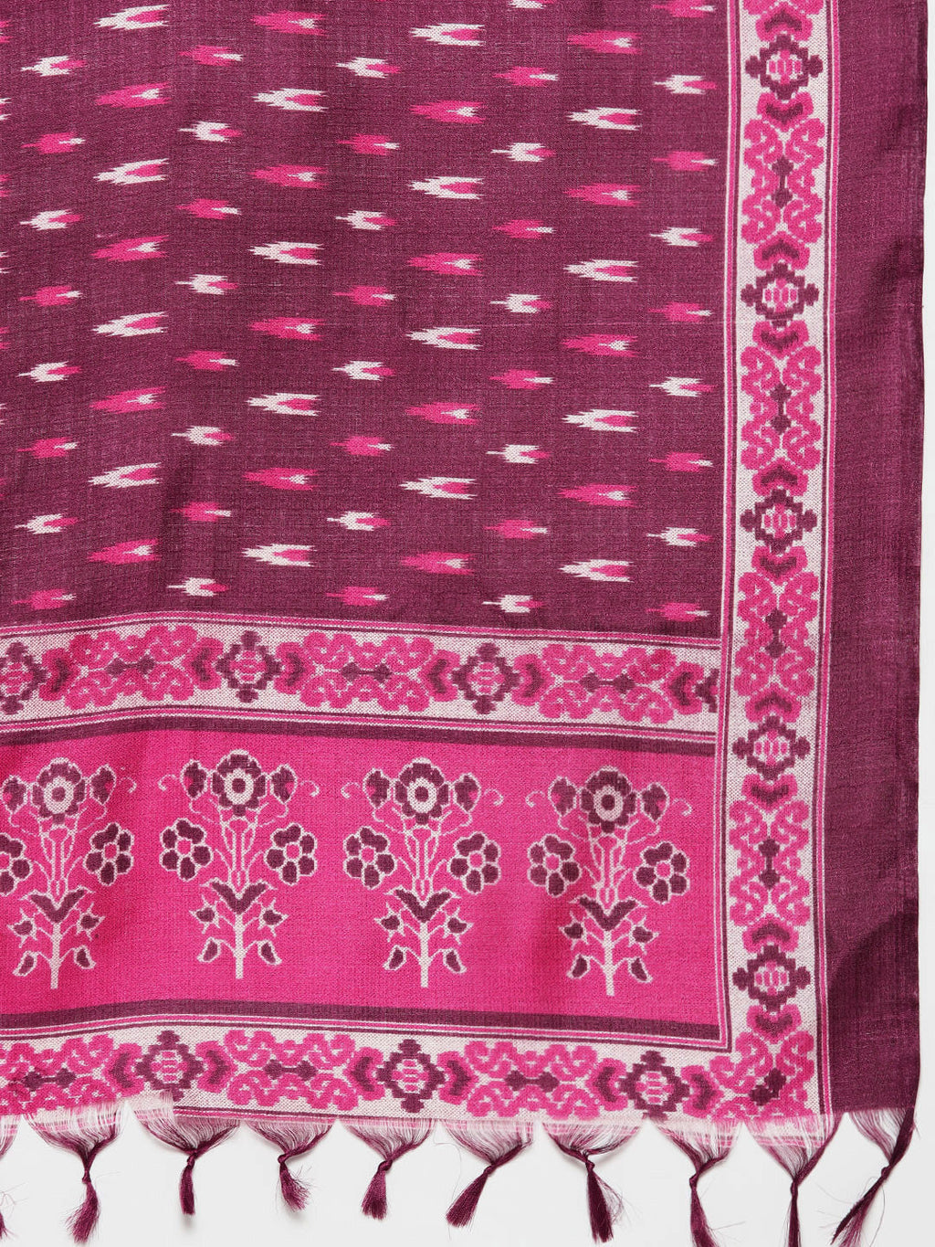 Jompers Women's Embroidered Cotton Silk Flared kurta,pant with dupatta set - Pink