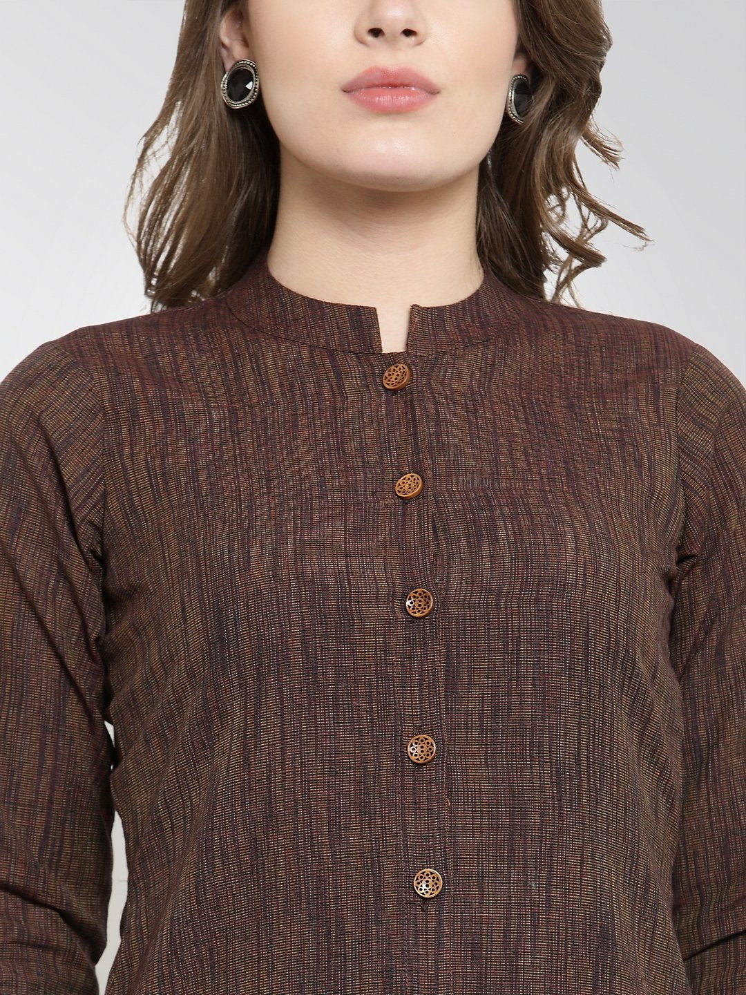 Jompers Women Brown self design straight Kurta