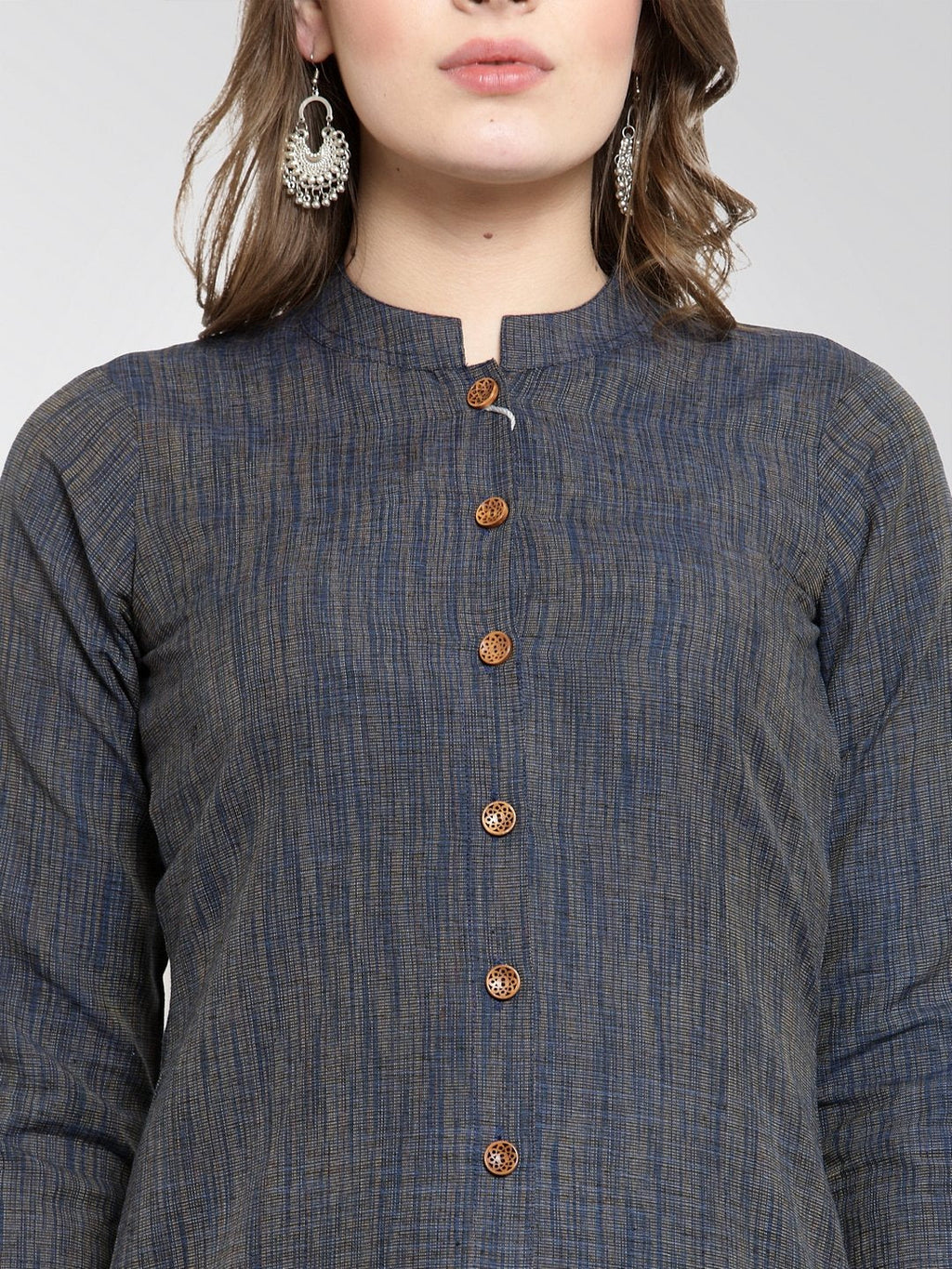 Jompers Women Navy self design straight Kurta