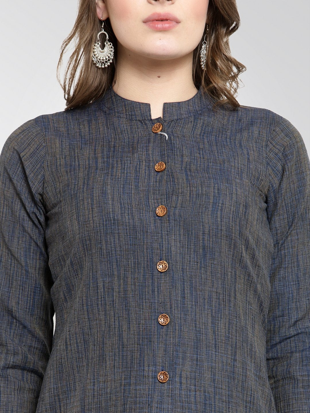 Jompers Women Navy self design straight Kurta