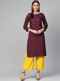 Jompers Women Purple Yoke Design Straight Kurta